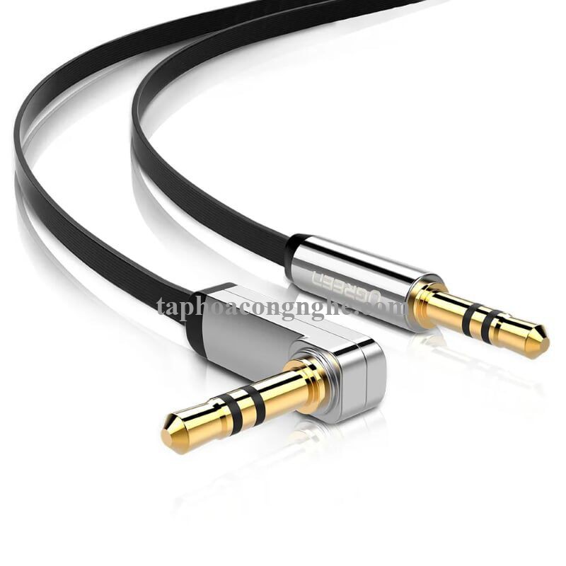 Ugreen 10728 3M màu Đen Cáp âm thanh 2 đầu 3.5mm dương đầu vuông góc mạ vàng AV119 30010728